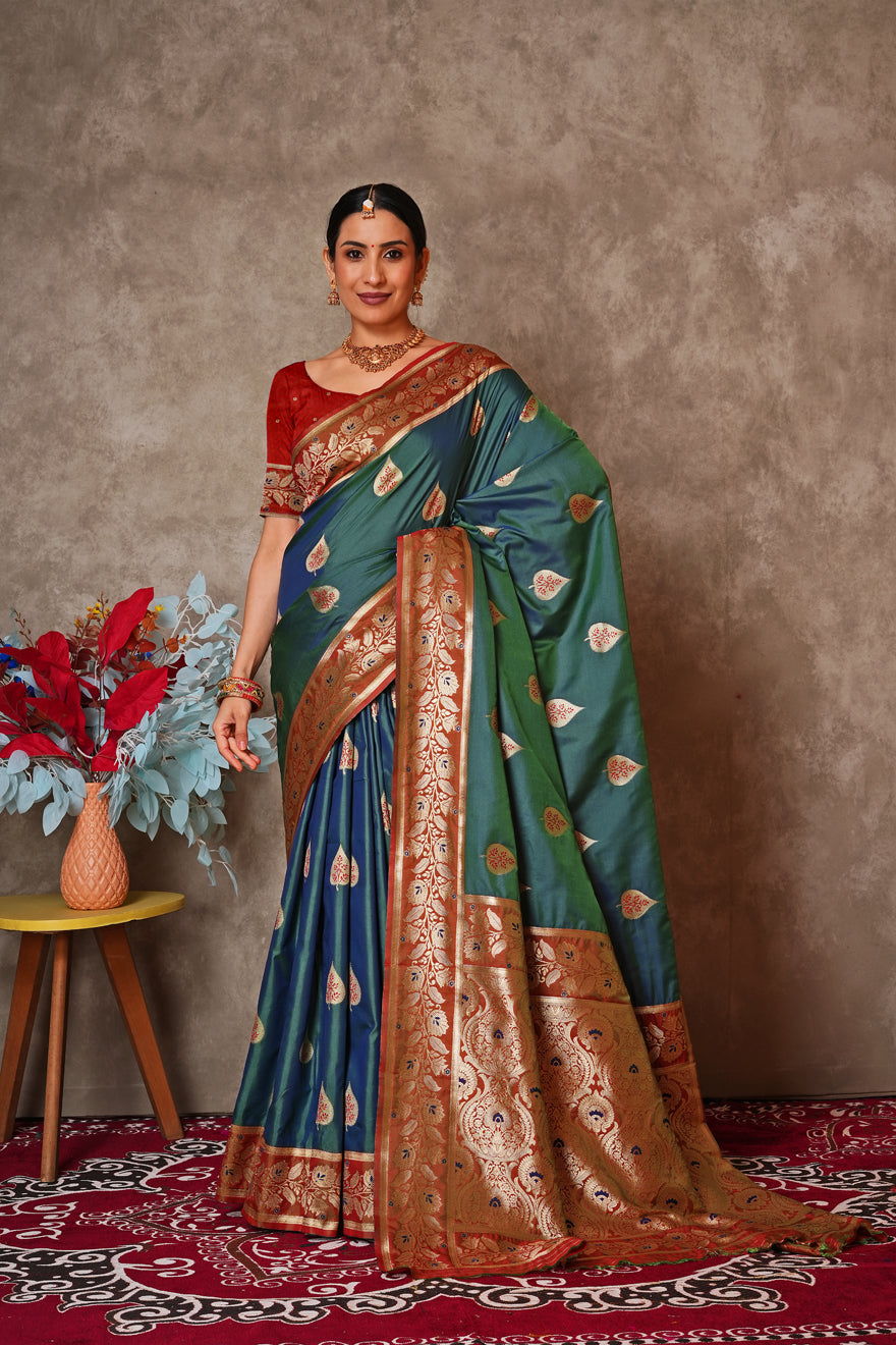 Champagne Gold Kantan Silk Saree with Designer Pallu