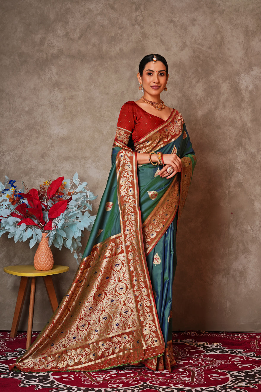 Champagne Gold Kantan Silk Saree with Designer Pallu