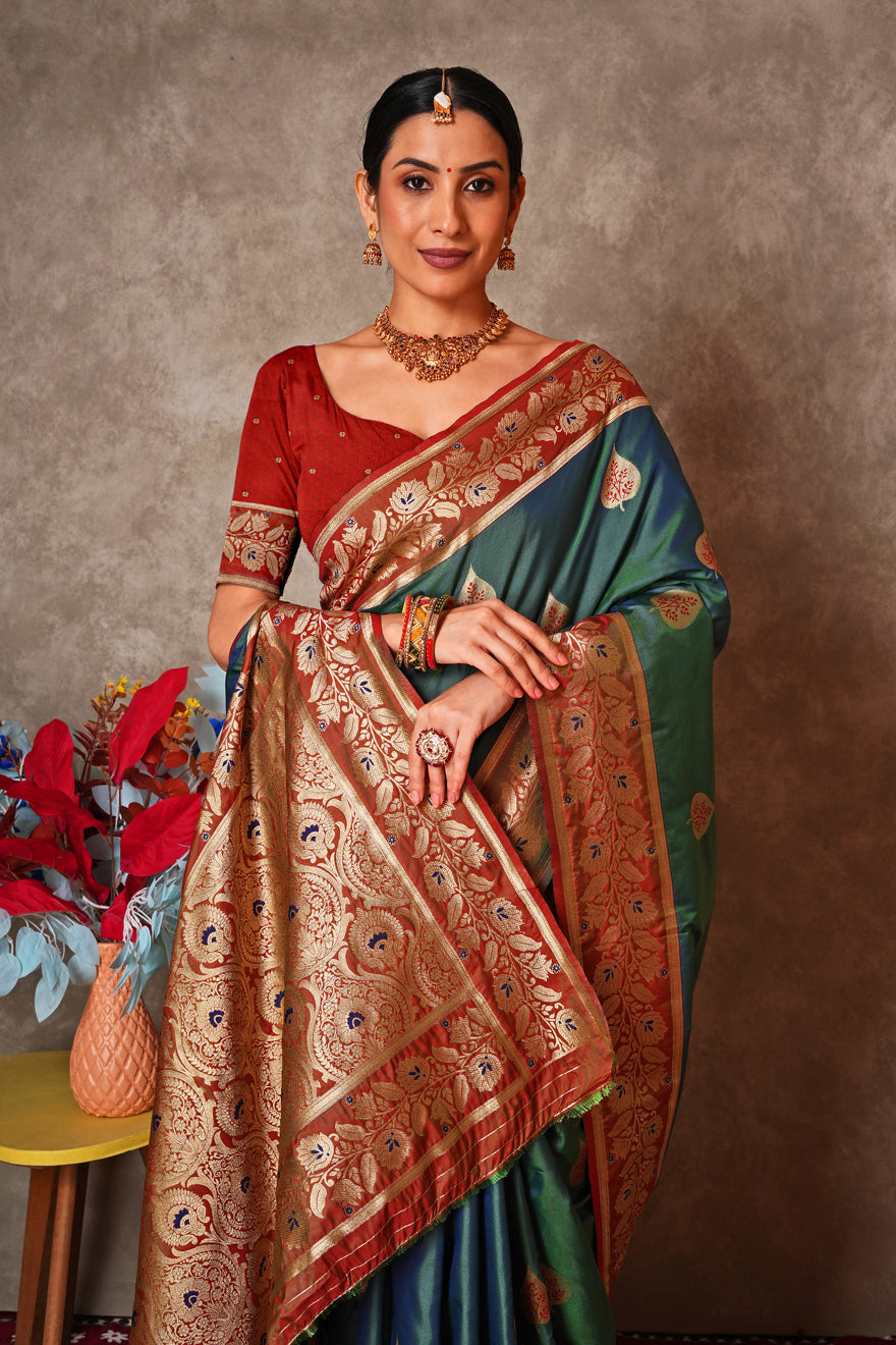Champagne Gold Kantan Silk Saree with Designer Pallu