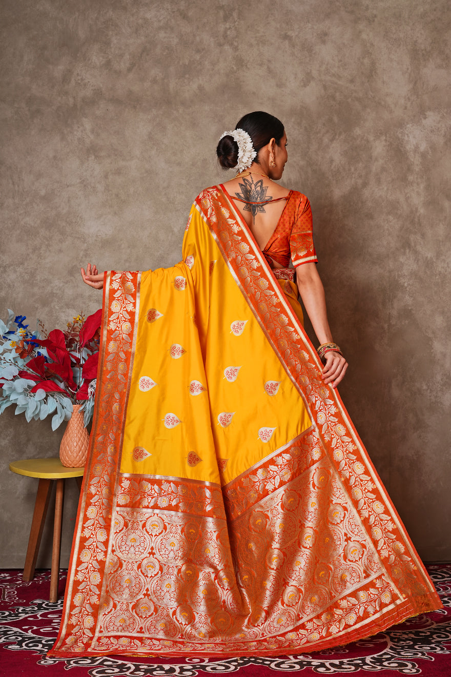 Champagne Gold Kantan Silk Saree with Designer Pallu