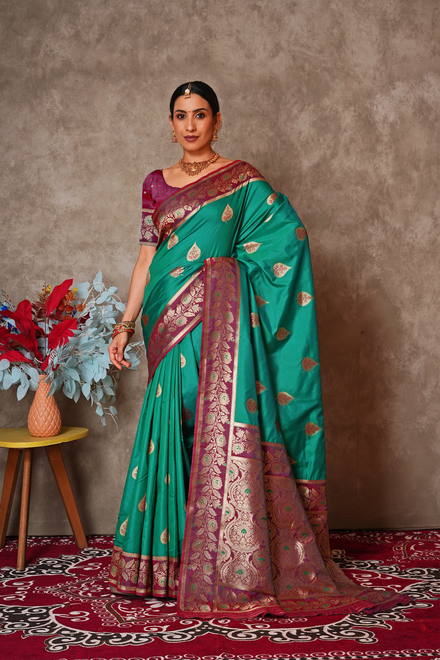 Champagne Gold Kantan Silk Saree with Designer Pallu