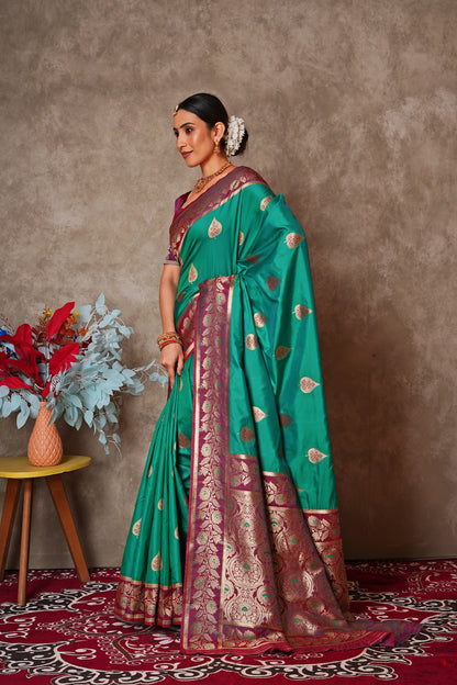 Champagne Gold Kantan Silk Saree with Designer Pallu