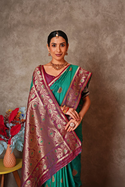 Champagne Gold Kantan Silk Saree with Designer Pallu