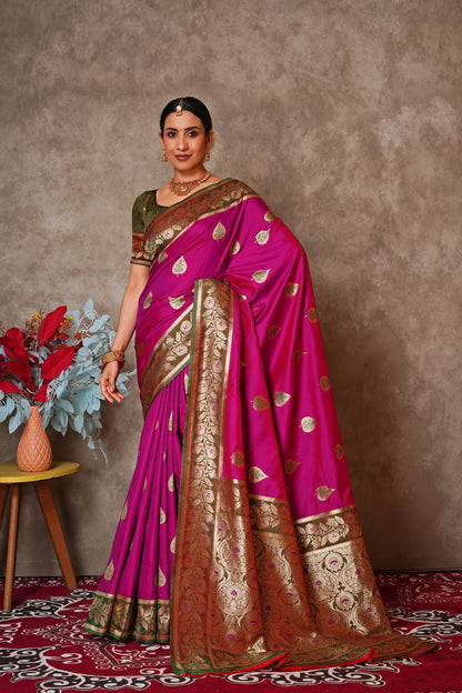 Champagne Gold Kantan Silk Saree with Designer Pallu