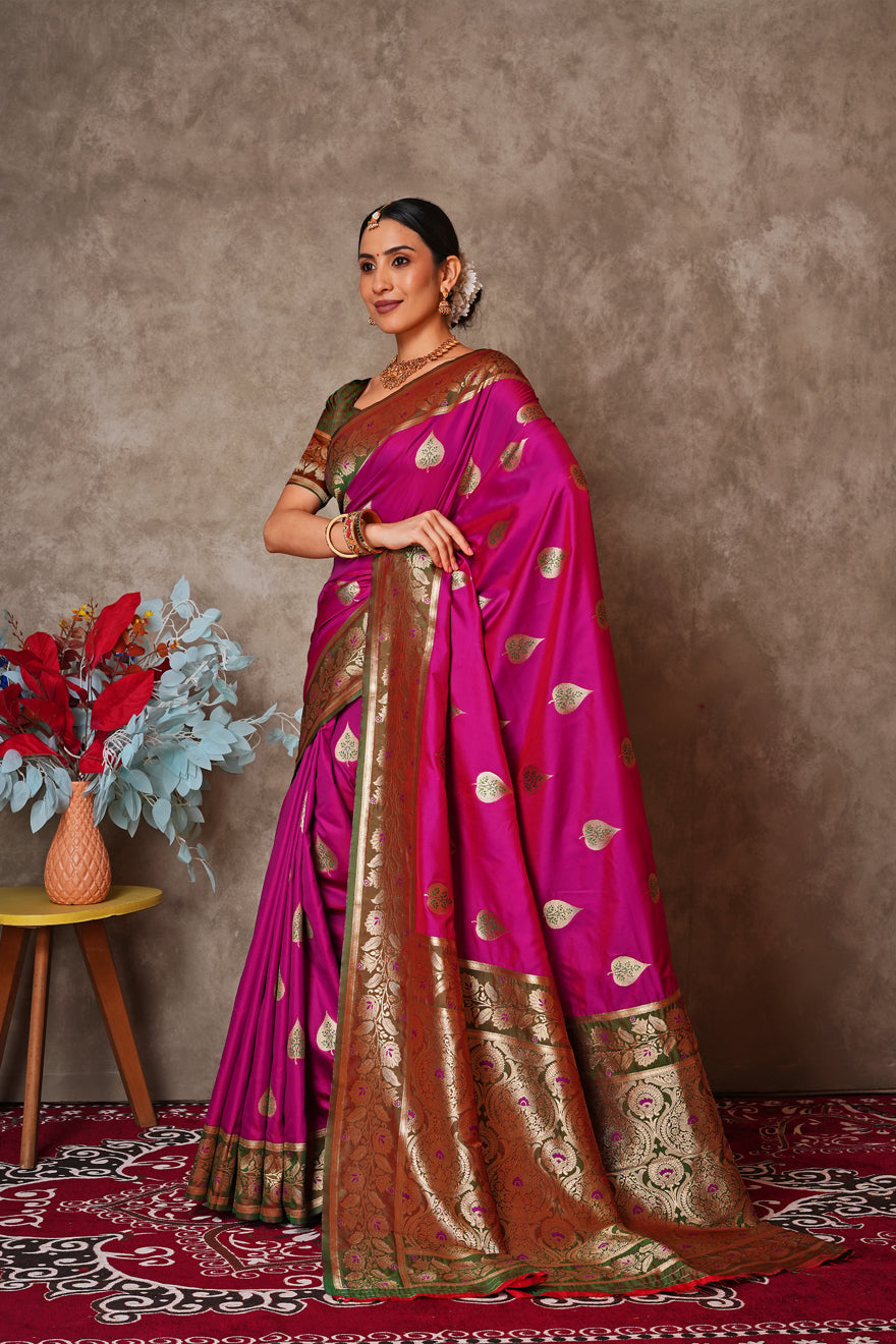 Champagne Gold Kantan Silk Saree with Designer Pallu