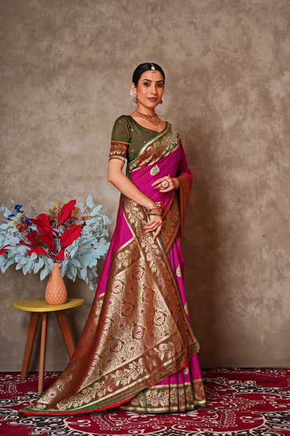 Champagne Gold Kantan Silk Saree with Designer Pallu