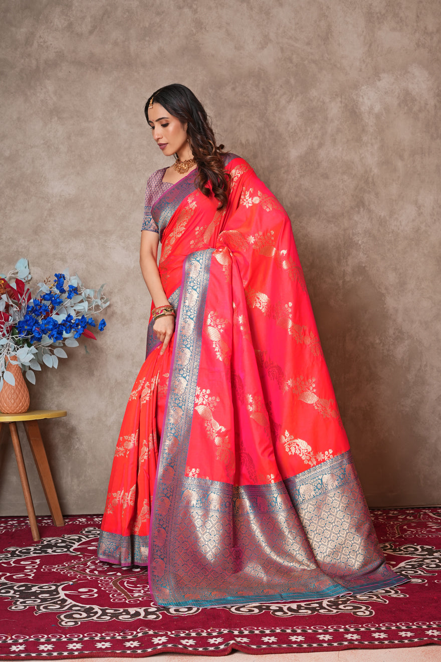 Kantan Silk Saree with Rich Embroidery & Zari Work