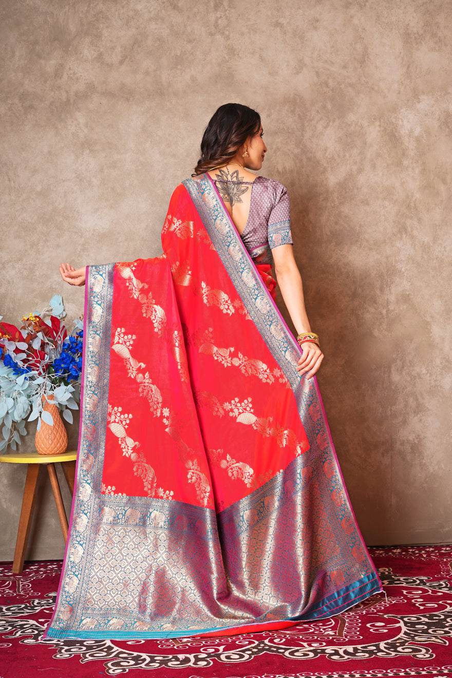Kantan Silk Saree with Rich Embroidery & Zari Work