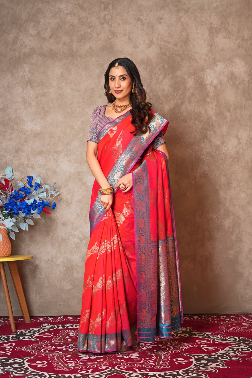 Kantan Silk Saree with Rich Embroidery & Zari Work