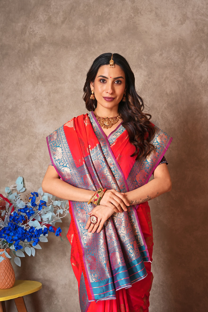 Kantan Silk Saree with Rich Embroidery & Zari Work