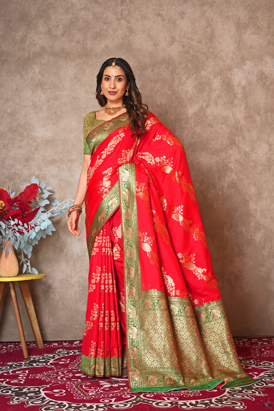 Kantan Silk Saree with Rich Embroidery & Zari Work