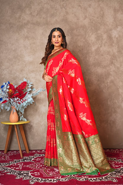 Kantan Silk Saree with Rich Embroidery & Zari Work