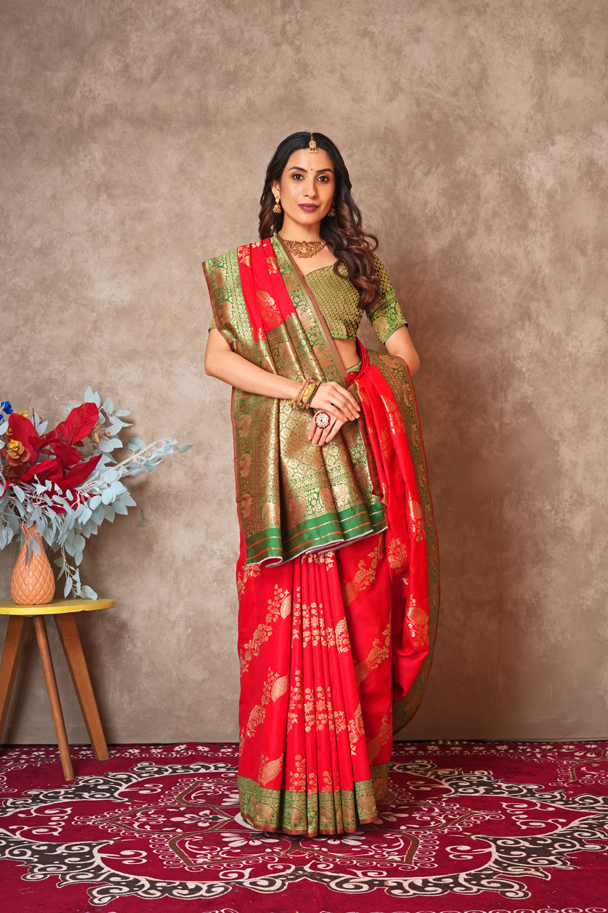 Kantan Silk Saree with Rich Embroidery & Zari Work