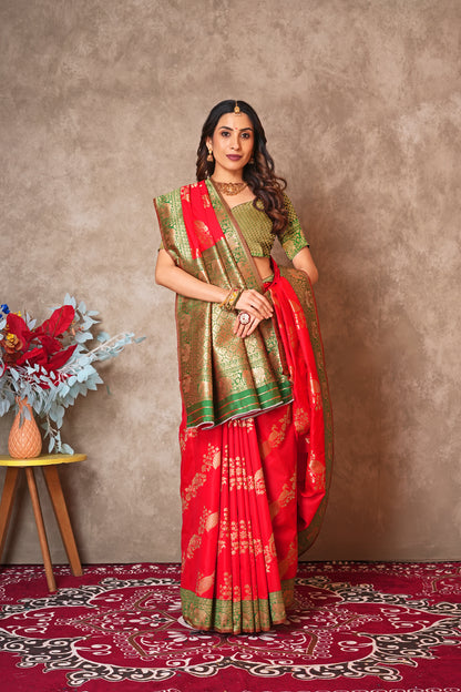 Kantan Silk Saree with Rich Embroidery & Zari Work