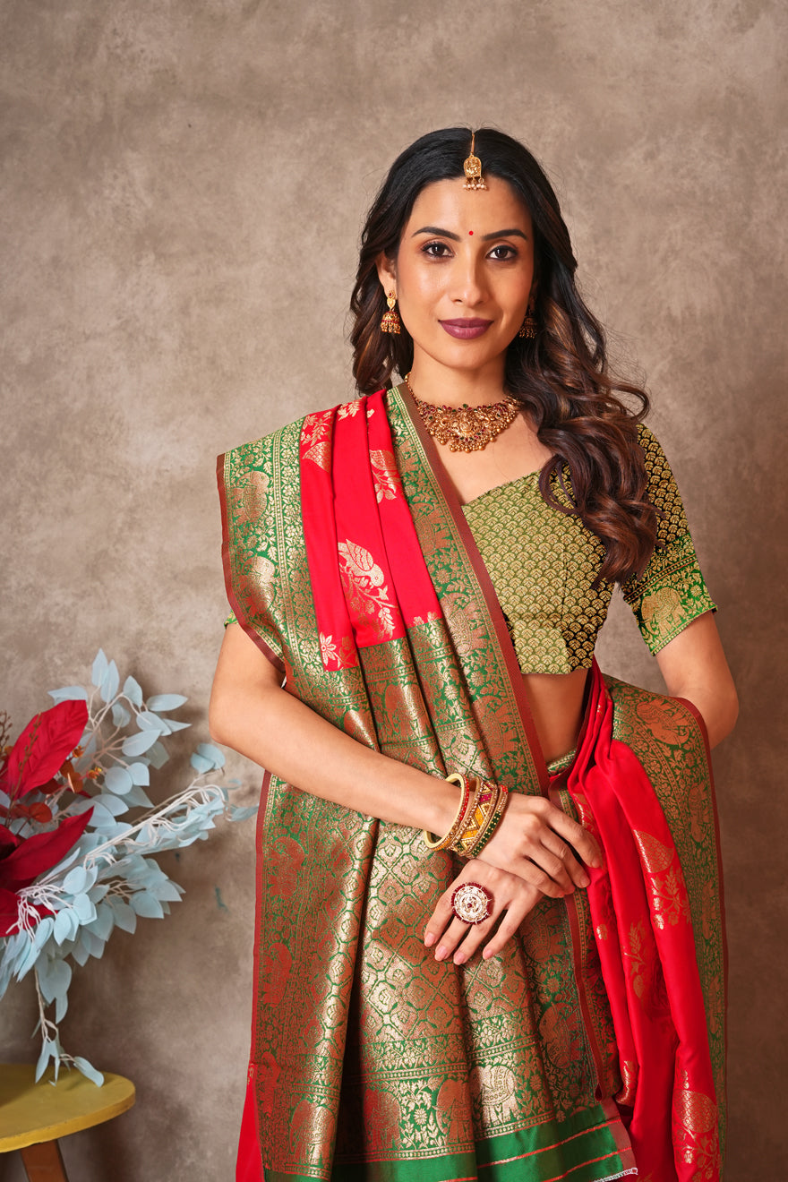 Kantan Silk Saree with Rich Embroidery & Zari Work