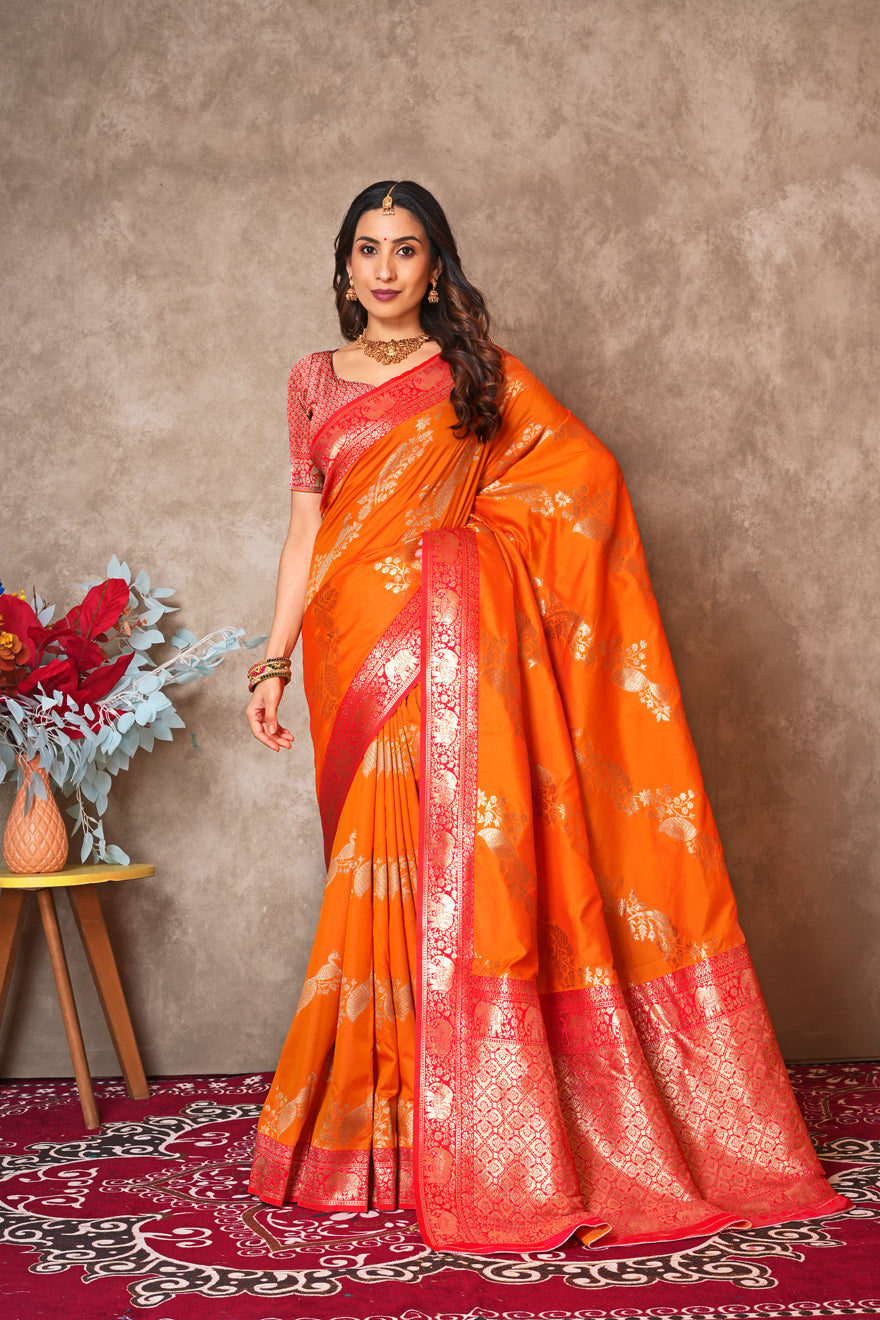 Kantan Silk Saree with Rich Embroidery & Zari Work