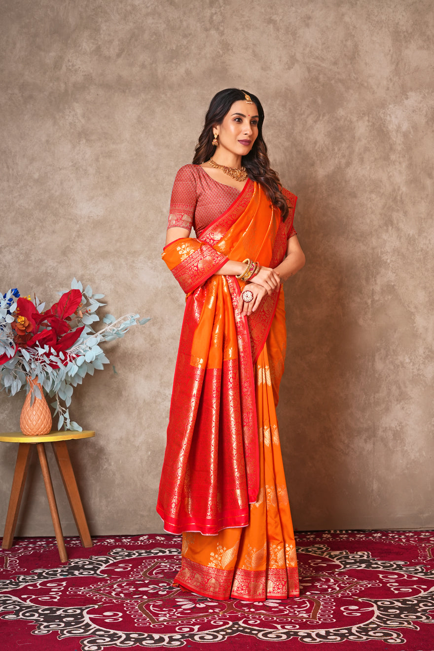 Kantan Silk Saree with Rich Embroidery & Zari Work