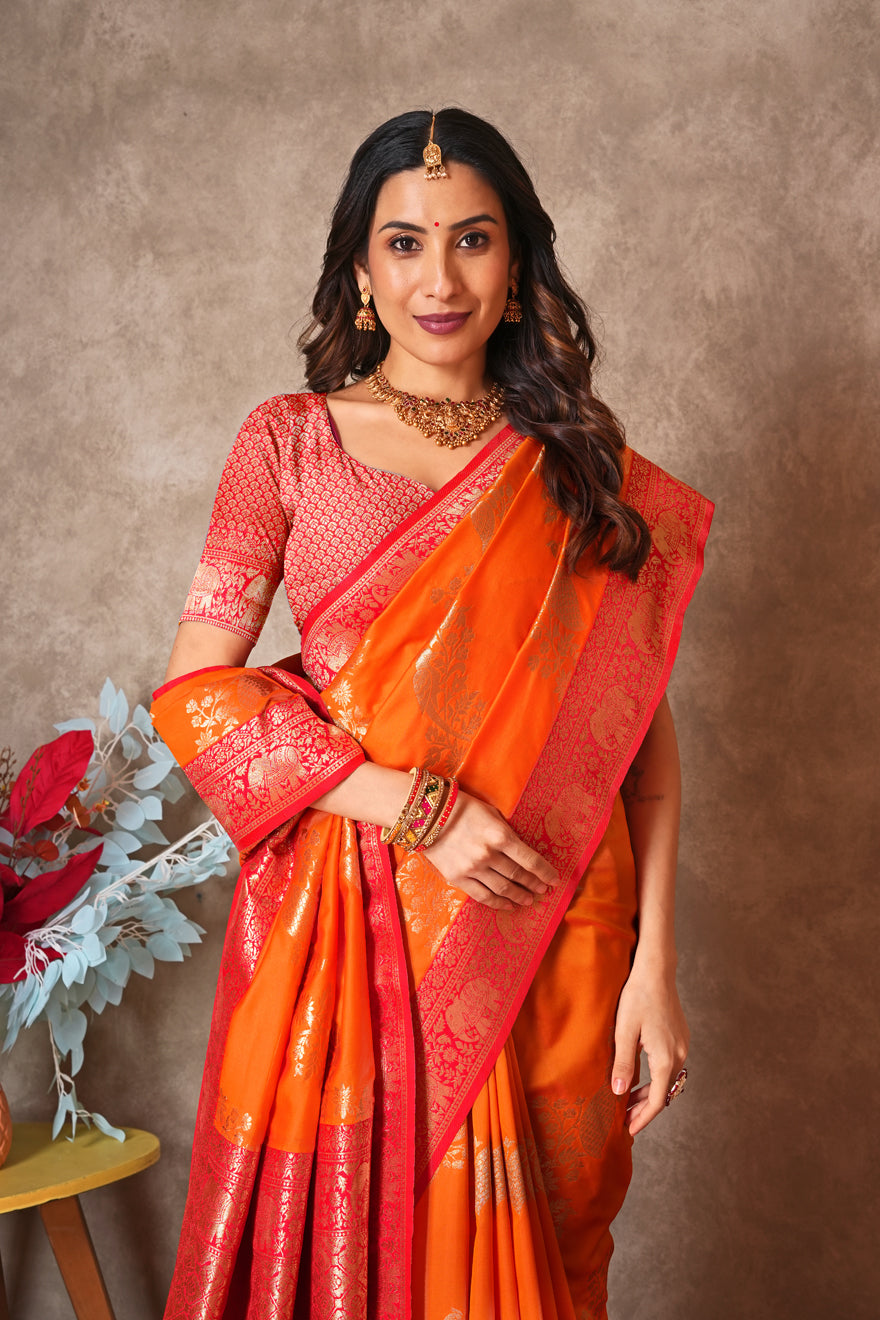 Kantan Silk Saree with Rich Embroidery & Zari Work