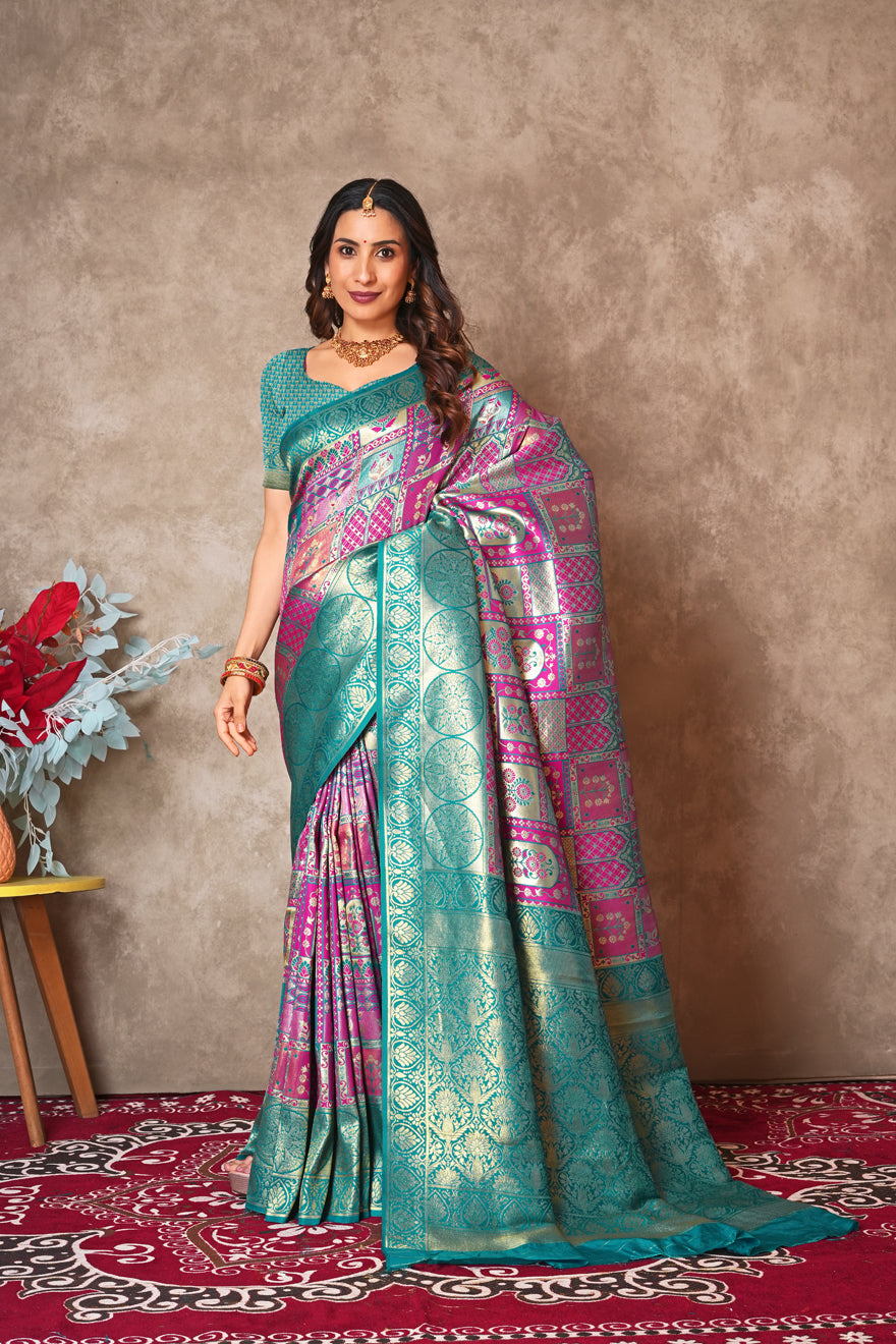 Pure Kanjivaram Silk Saree with Golden Zari Border