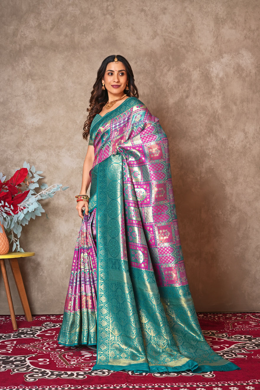 Pure Kanjivaram Silk Saree with Golden Zari Border