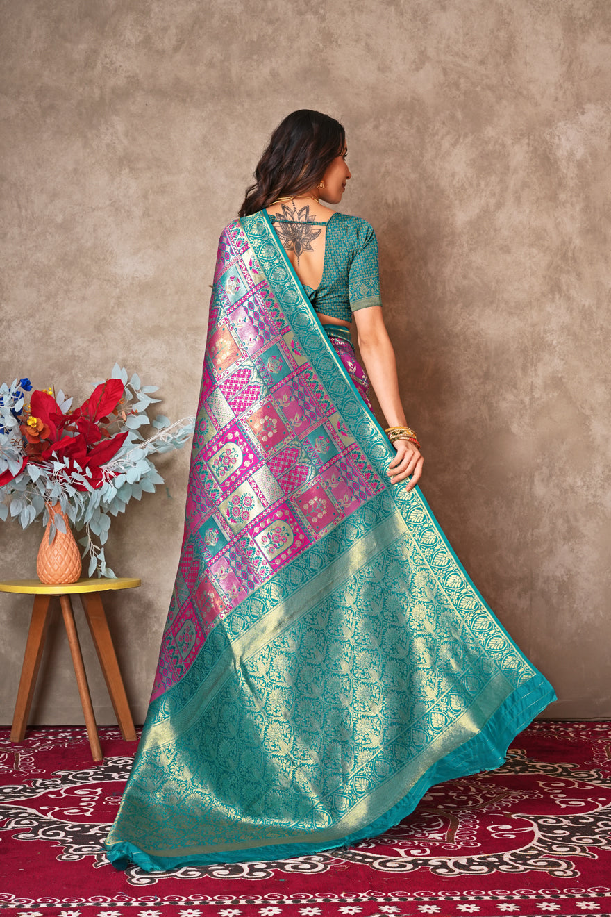 Pure Kanjivaram Silk Saree with Golden Zari Border