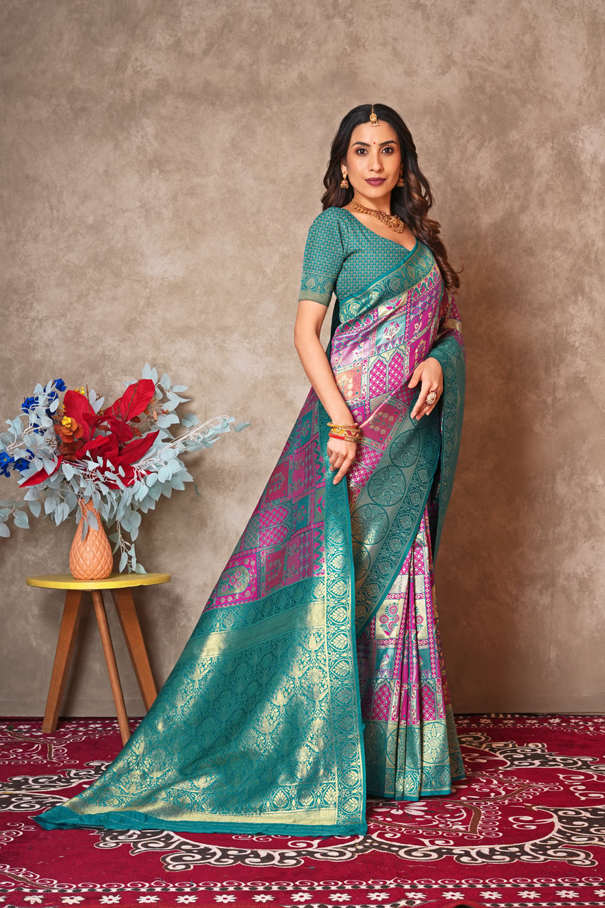 Pure Kanjivaram Silk Saree with Golden Zari Border