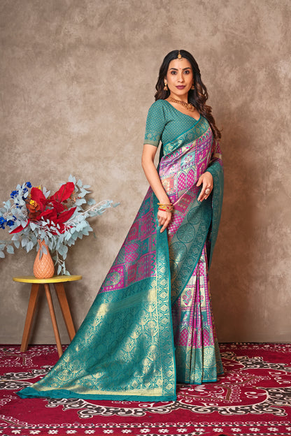 Pure Kanjivaram Silk Saree with Golden Zari Border