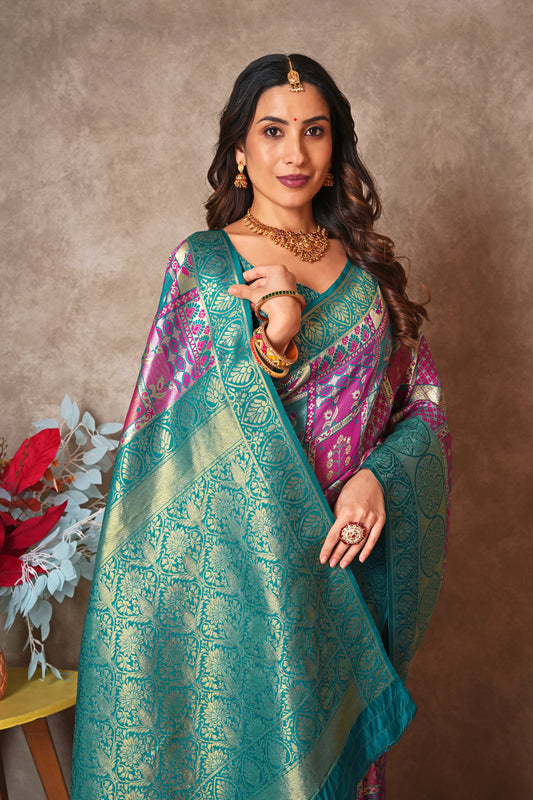 Pure Kanjivaram Silk Saree with Golden Zari Border