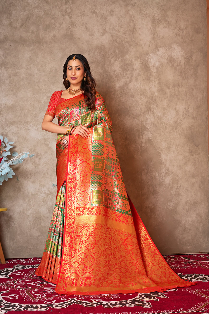 Pure Kanjivaram Silk Saree with Golden Zari Border