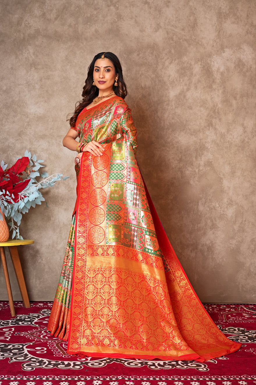 Pure Kanjivaram Silk Saree with Golden Zari Border