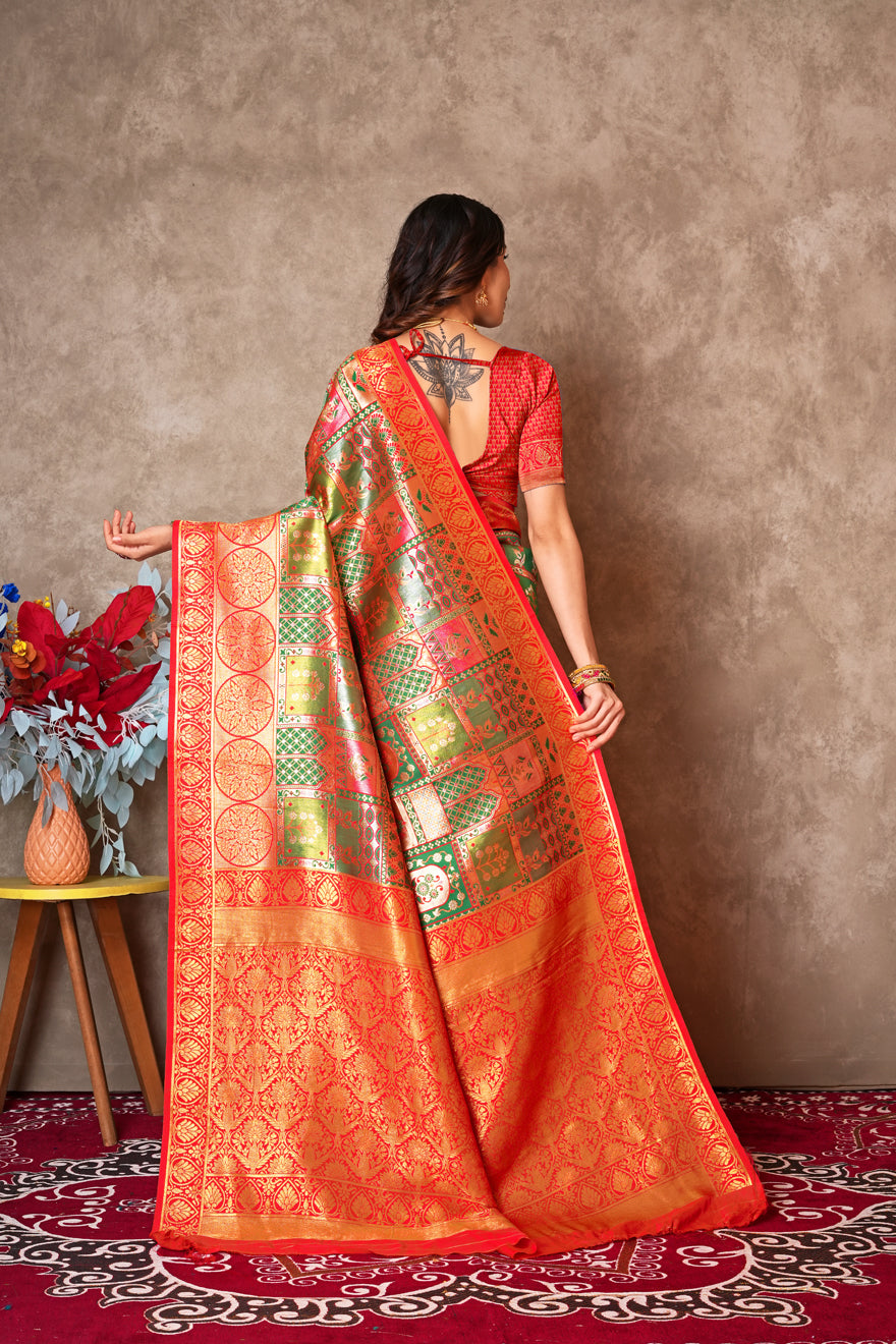 Pure Kanjivaram Silk Saree with Golden Zari Border