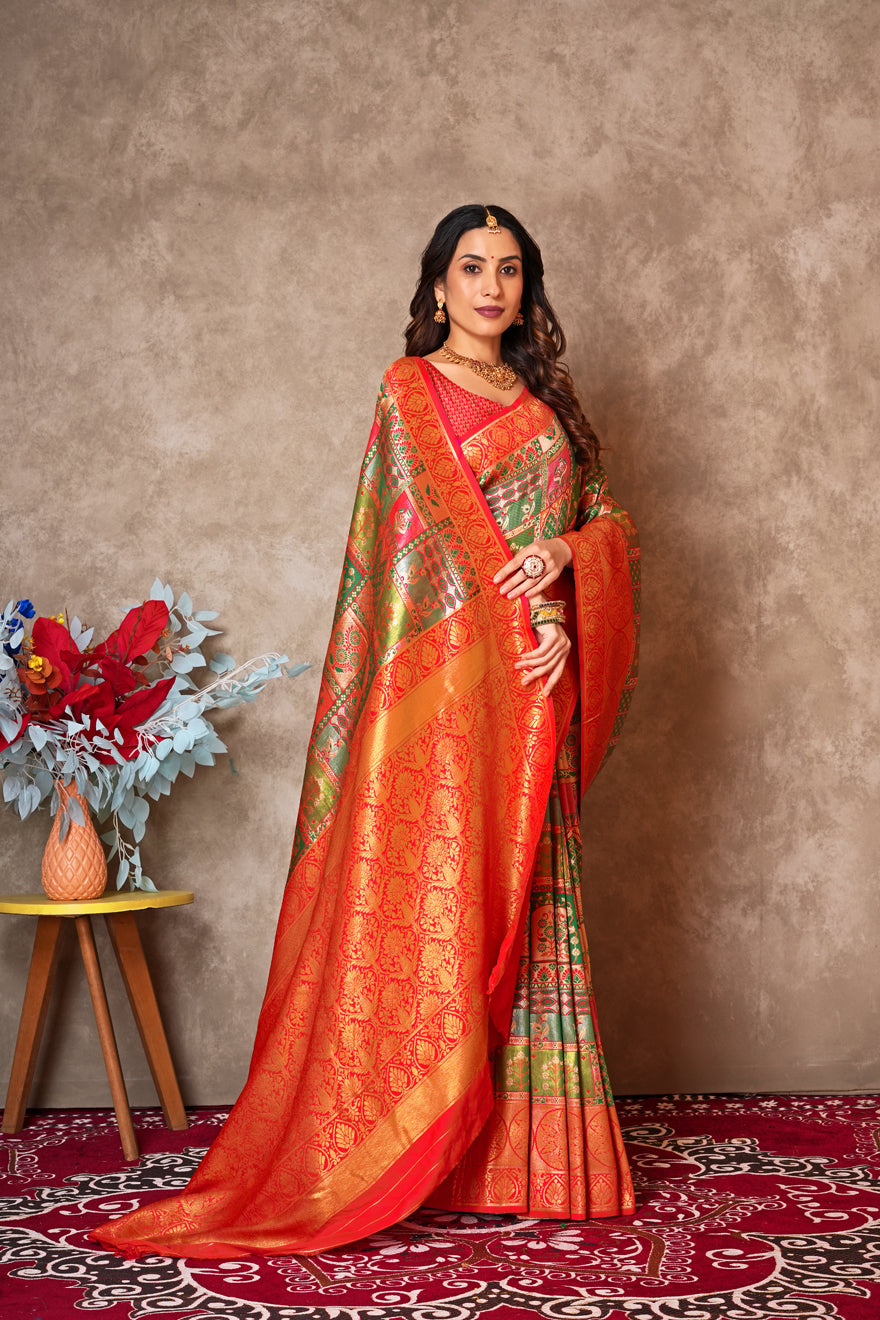 Pure Kanjivaram Silk Saree with Golden Zari Border