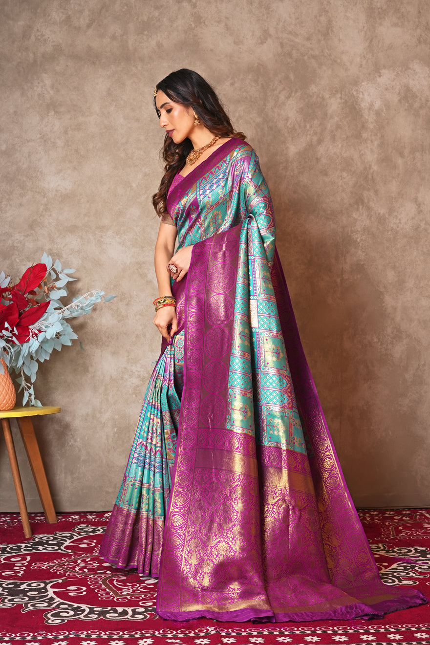 Pure Kanjivaram Silk Saree with Golden Zari Border