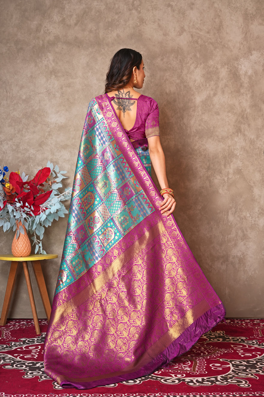 Pure Kanjivaram Silk Saree with Golden Zari Border