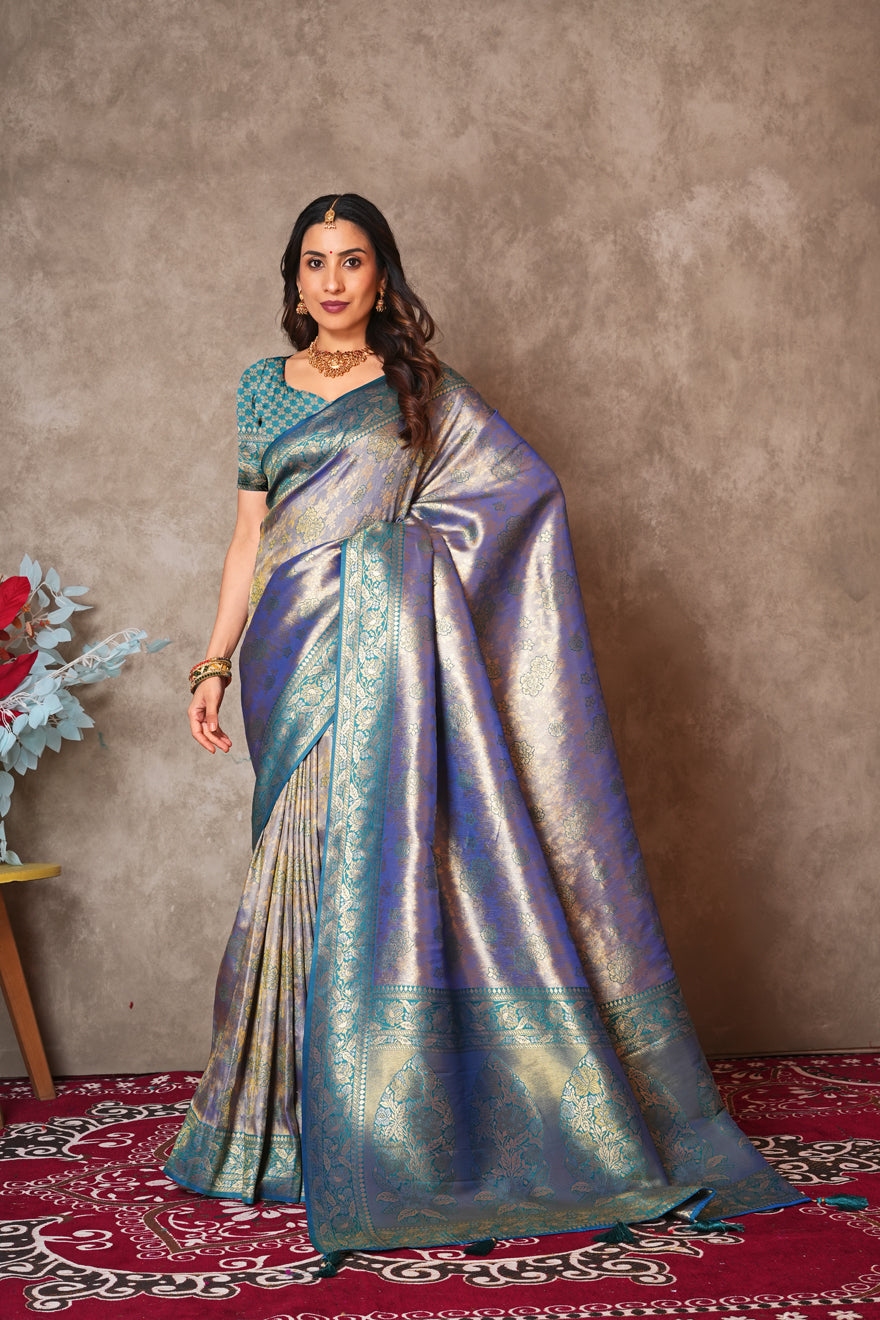Luxury Kanjivaram Silk Saree for Wedding Wear – Soft & Shimmering Drape