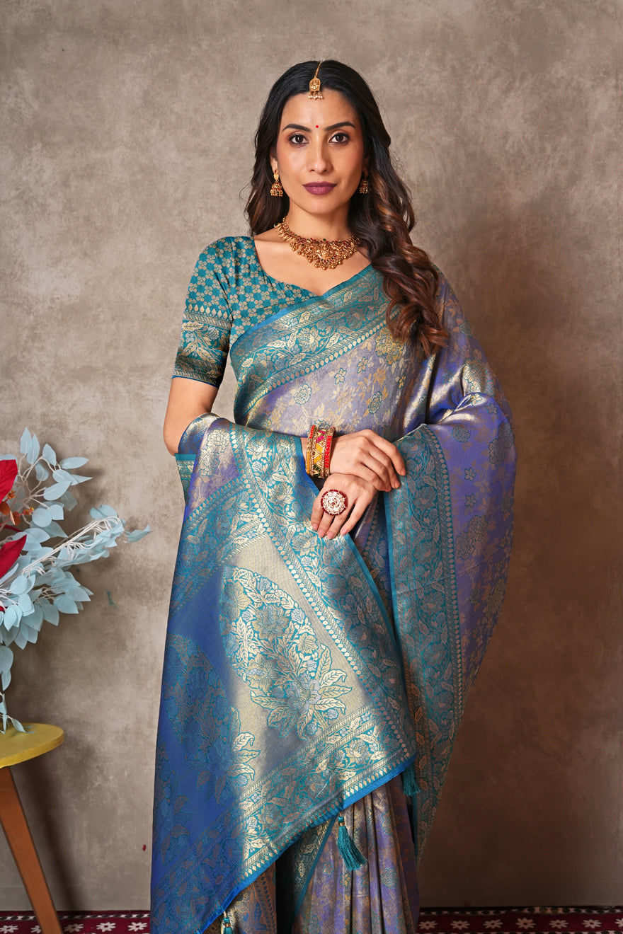 Royal Kanjivaram Silk Saree with Timeless Zari Detailing