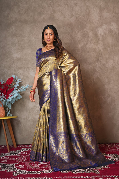 Luxury Kanjivaram Silk Saree for Wedding Wear – Soft & Shimmering Drape