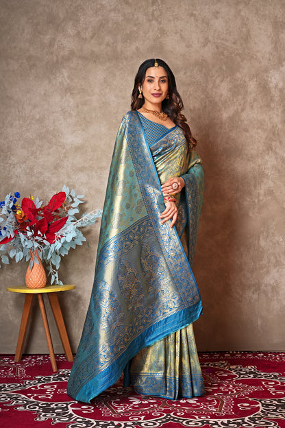Luxury Kanjivaram Silk Saree for Wedding Wear – Soft & Shimmering Drape