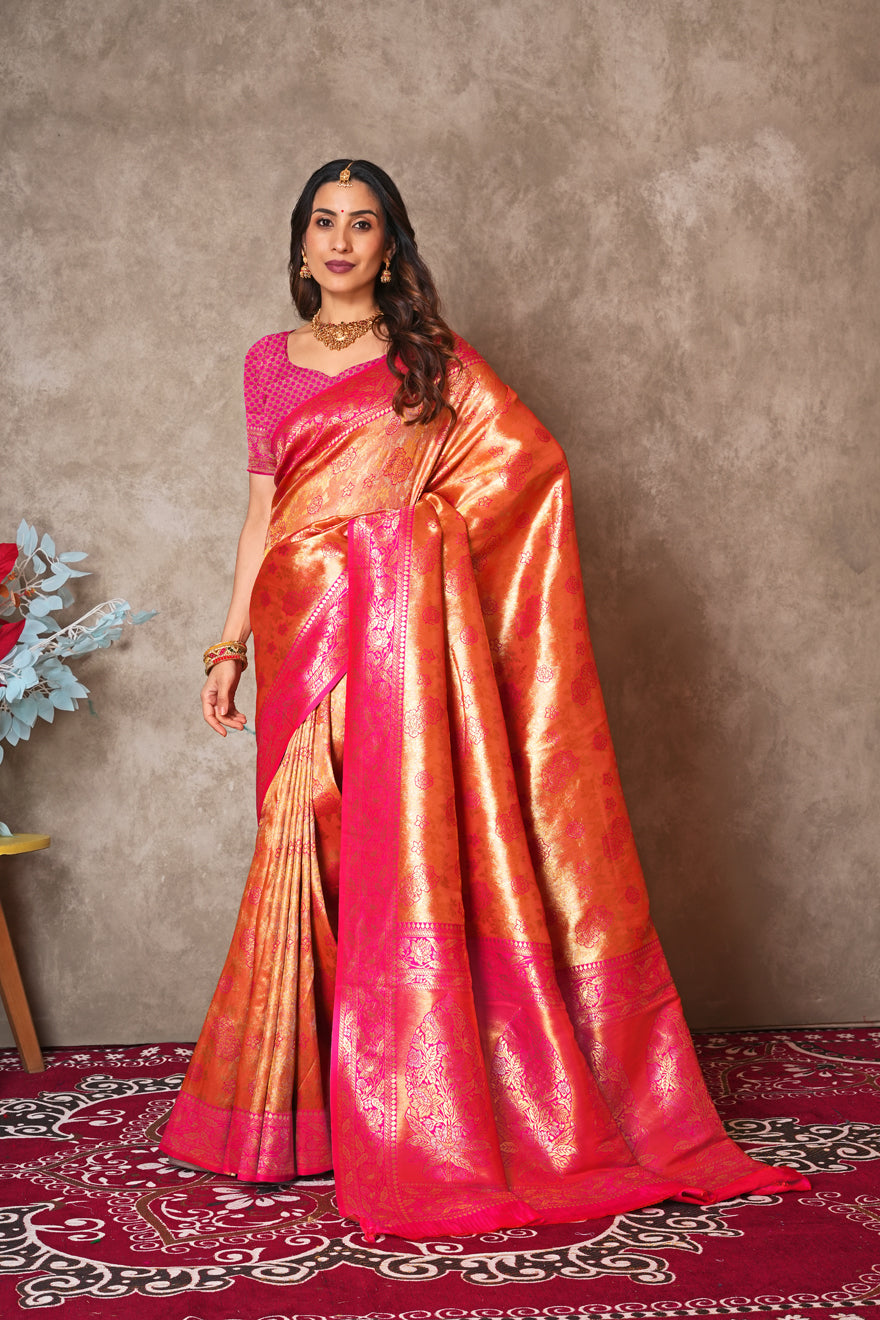 Luxury Kanjivaram Silk Saree for Wedding Wear – Soft & Shimmering Drape