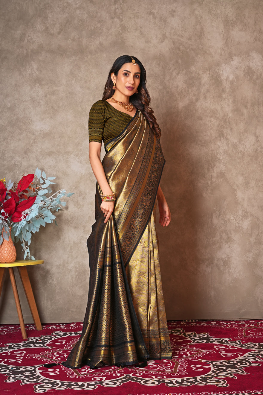 Royal Kanjivaram Silk Saree with Timeless Zari Detailing