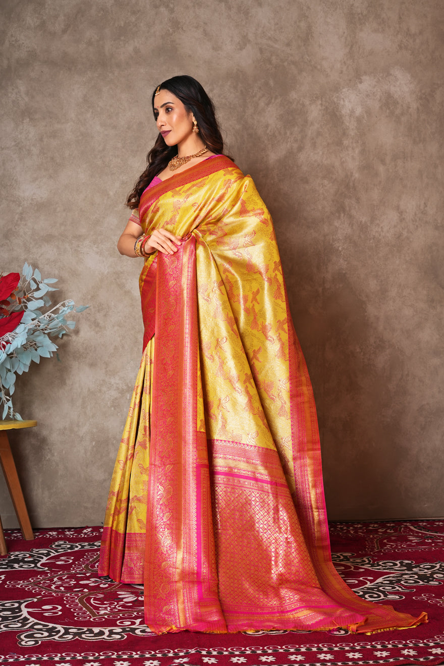 Royal Kanjivaram Silk Saree with Timeless Zari Detailing