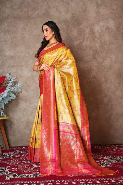 Royal Kanjivaram Silk Saree with Timeless Zari Detailing