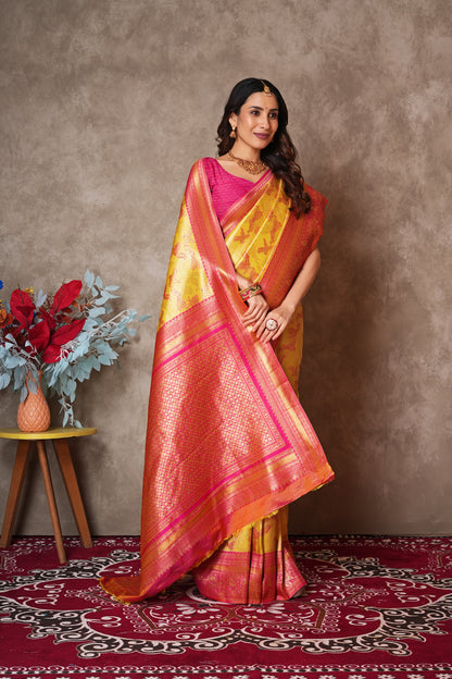 Royal Kanjivaram Silk Saree with Timeless Zari Detailing