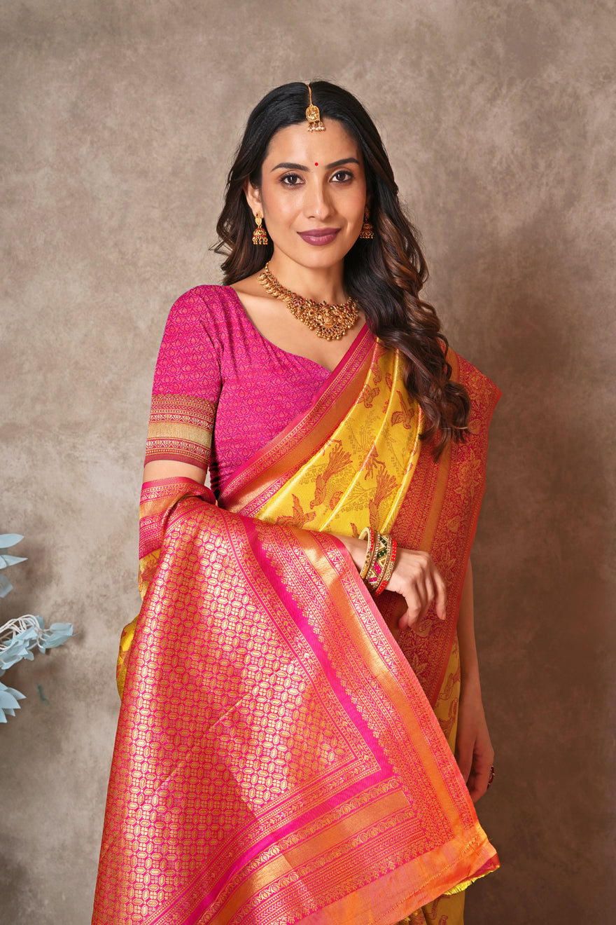 Royal Kanjivaram Silk Saree with Timeless Zari Detailing