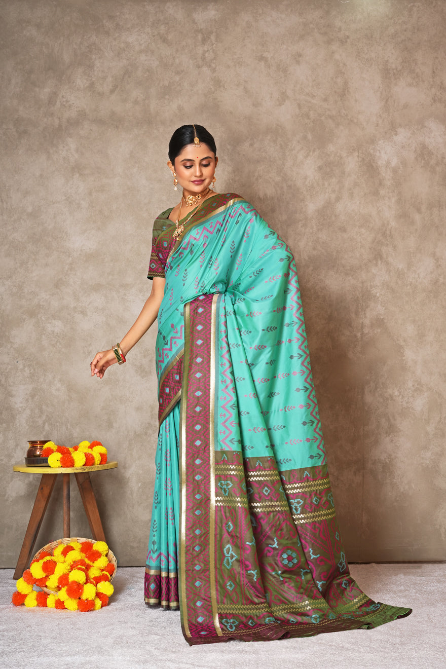 Pure Ikkat Silk Saree for Women – Vibrant Patterns & Rich Texture