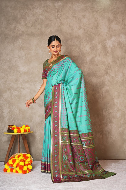 Pure Ikkat Silk Saree for Women – Vibrant Patterns & Rich Texture