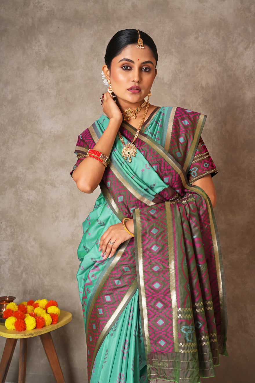 Pure Ikkat Silk Saree for Women – Vibrant Patterns & Rich Texture