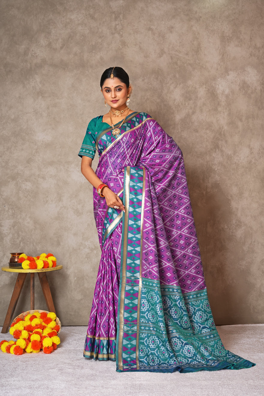 Pure Ikkat Silk Saree for Women – Vibrant Patterns & Rich Texture