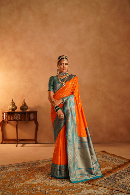 Premium semi paithani katan silk saree online shopping

