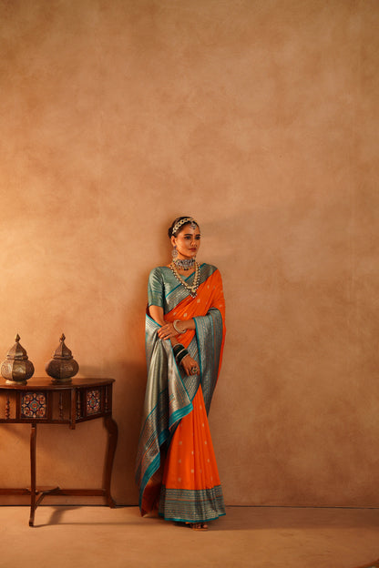 Premium semi paithani katan silk saree online shopping

